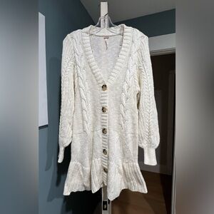 Free People Cream Cable Knit Cardigan